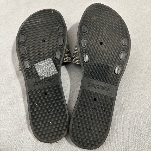 Juicy Couture size 10 black rhinestone slides, sandals, sparkle, party, summer - Picture 6 of 11